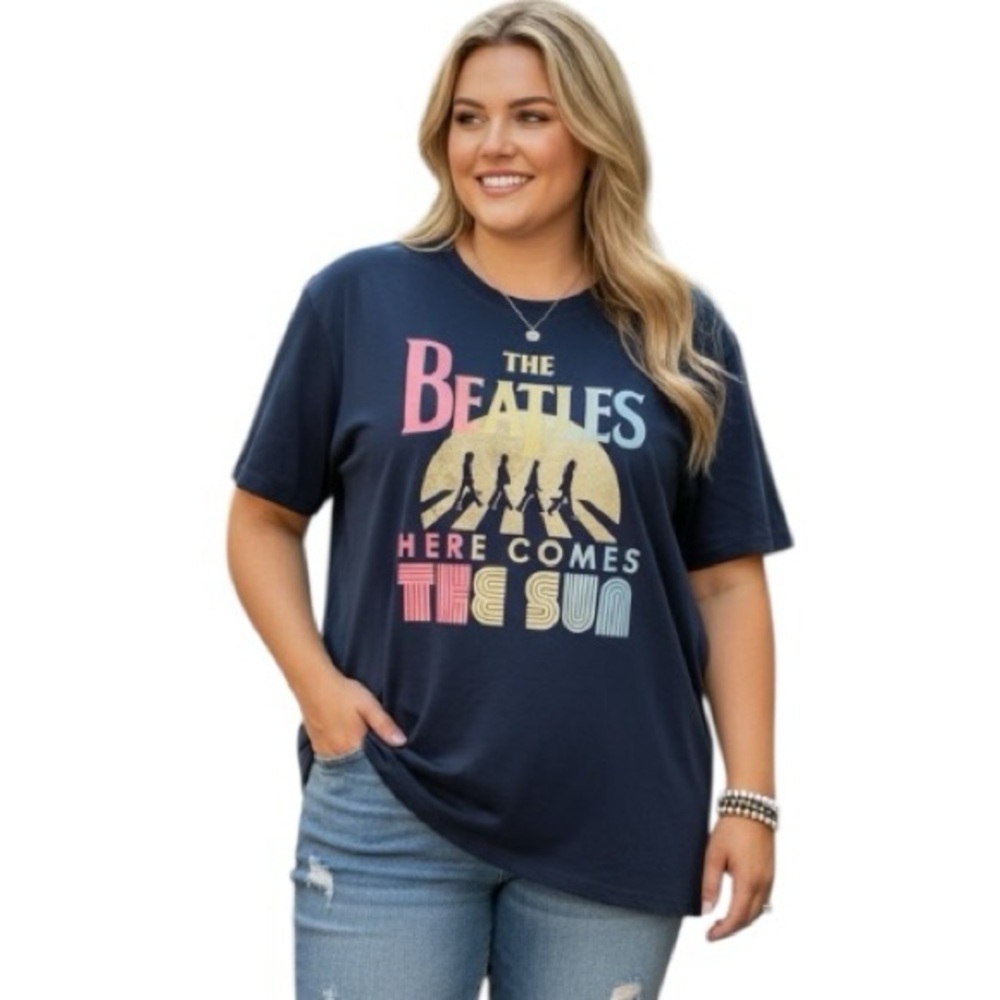 Time & Tru XXL Gray The Beatles Here Comes The Sun Graphic Band Tee Casual